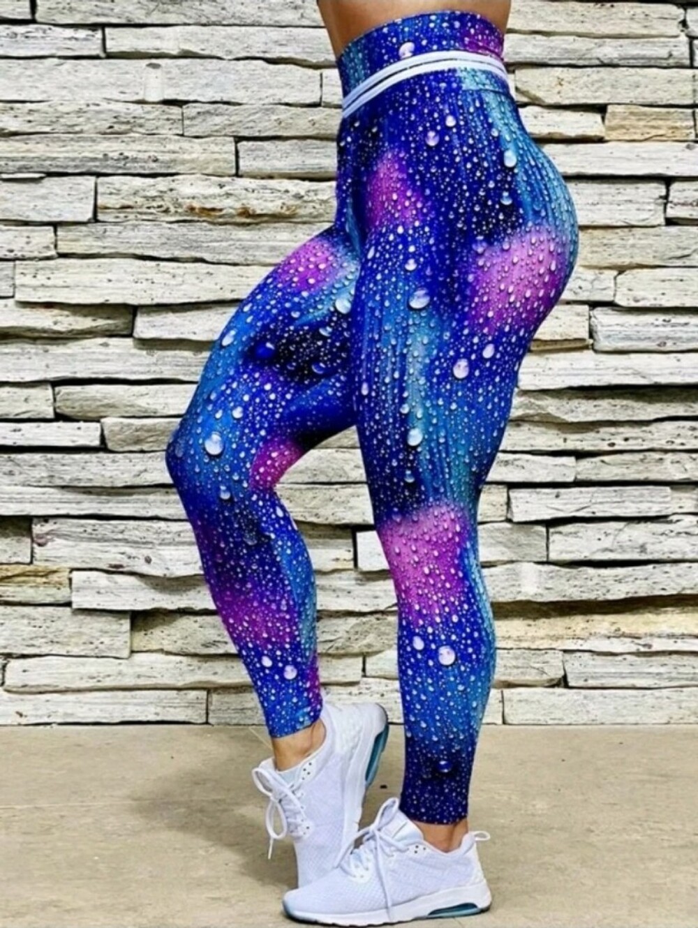 Brazilian Moving Fitness Wear Galaxy Droplet Leggings - Purple/Blue